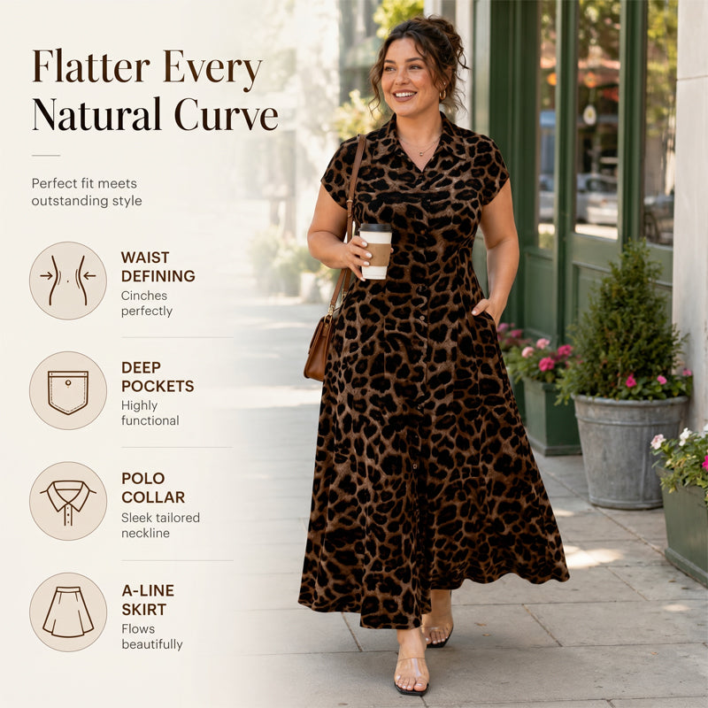 🎁2026 New Arrivals 50% OFF💥⏰Women's Elegant Leopard Print Lapel Dress🐆👗