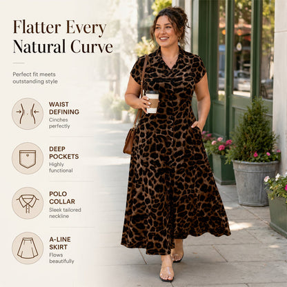 🎁2026 New Arrivals 50% OFF💥⏰Women's Elegant Leopard Print Lapel Dress🐆👗