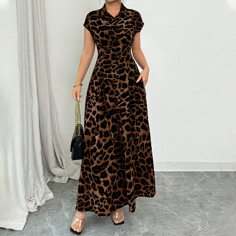 🎁2026 New Arrivals 50% OFF💥⏰Women's Elegant Leopard Print Lapel Dress🐆👗