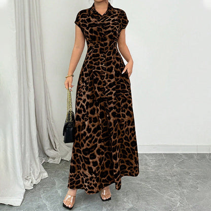 🎁2026 New Arrivals 50% OFF💥⏰Women's Elegant Leopard Print Lapel Dress🐆👗