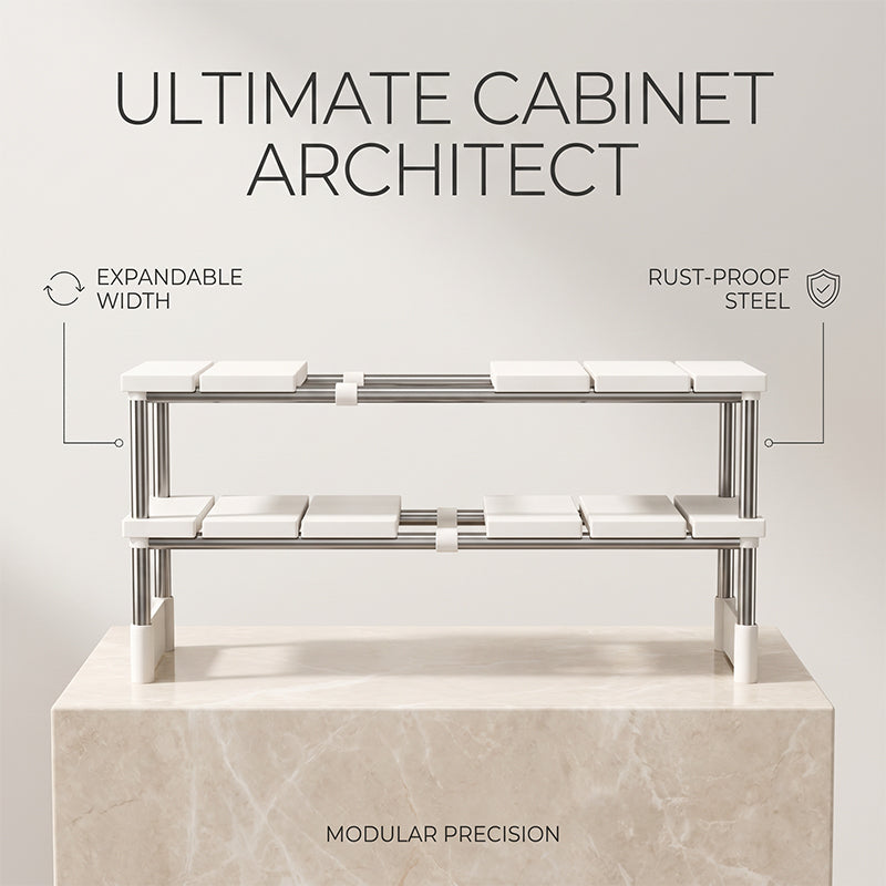 🧽 50% OFF NOW!🧽 Expandable Under Sink Shelf, Quick Drainage Design, Sturdy No-Wobble Structure💧 Effortless Sponge Brush Soap Organization, Clutter-Free Countertop。