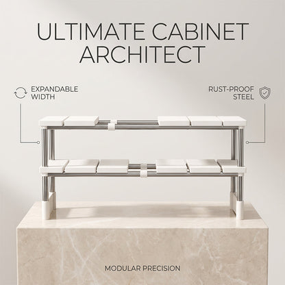 🧽 50% OFF NOW!🧽 Expandable Under Sink Shelf, Quick Drainage Design, Sturdy No-Wobble Structure💧 Effortless Sponge Brush Soap Organization, Clutter-Free Countertop。