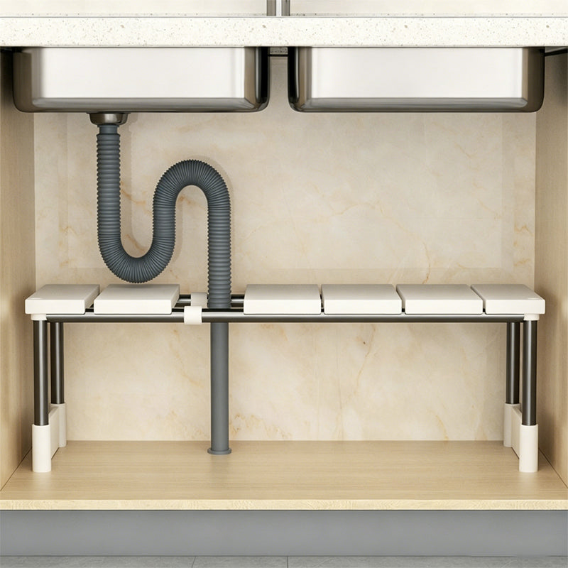 🧽 50% OFF NOW!🧽 Expandable Under Sink Shelf, Quick Drainage Design, Sturdy No-Wobble Structure💧 Effortless Sponge Brush Soap Organization, Clutter-Free Countertop。