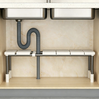 🧽 50% OFF NOW!🧽 Expandable Under Sink Shelf, Quick Drainage Design, Sturdy No-Wobble Structure💧 Effortless Sponge Brush Soap Organization, Clutter-Free Countertop。