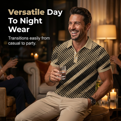 🎁2026 New Arrivals 50% OFF💥Men's Geometric Print Collared Shirts – Muscle Fit, Breathable, Fade Resistant ✨