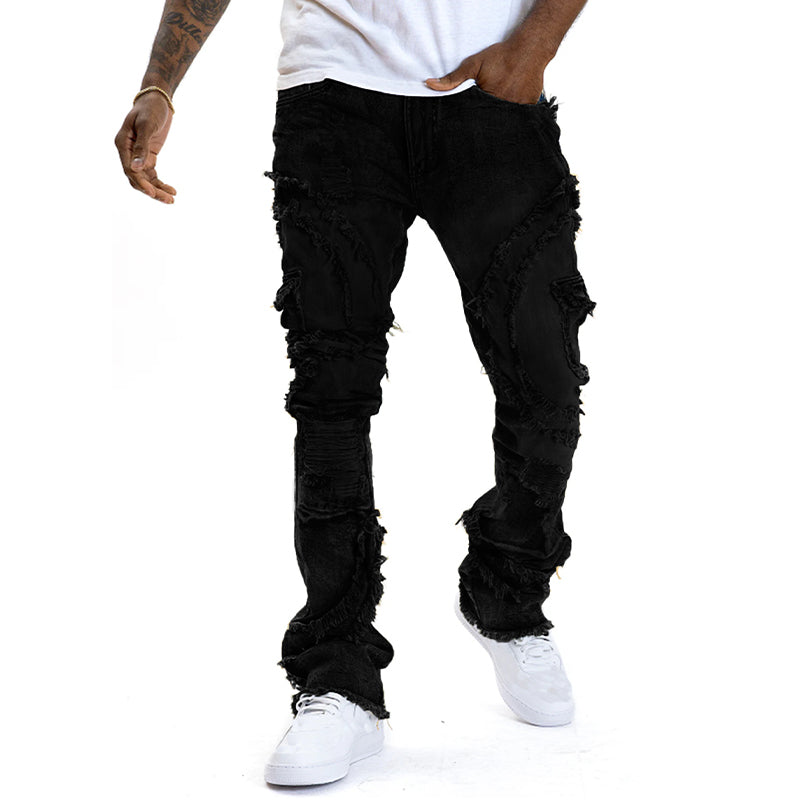 🎁2026 New Arrivals 50% OFF💥Men's Deconstructed Frayed Flare Jeans – Heavy Distressing, Vintage Wash, Patchwork Details ✨