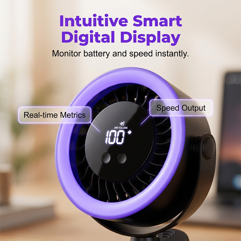 🌬️ USB Wall-Mountable Turbo Fan Digital Display Strong-Grip Clamp 💤 Ultra-Quiet Nighttime Cooling Omnidirectional Pivot 50% OFF Now！