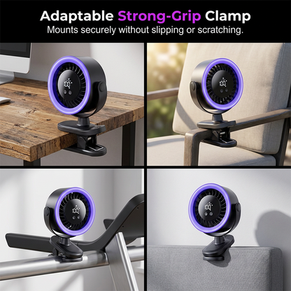 🌬️ USB Wall-Mountable Turbo Fan Digital Display Strong-Grip Clamp 💤 Ultra-Quiet Nighttime Cooling Omnidirectional Pivot 50% OFF Now！