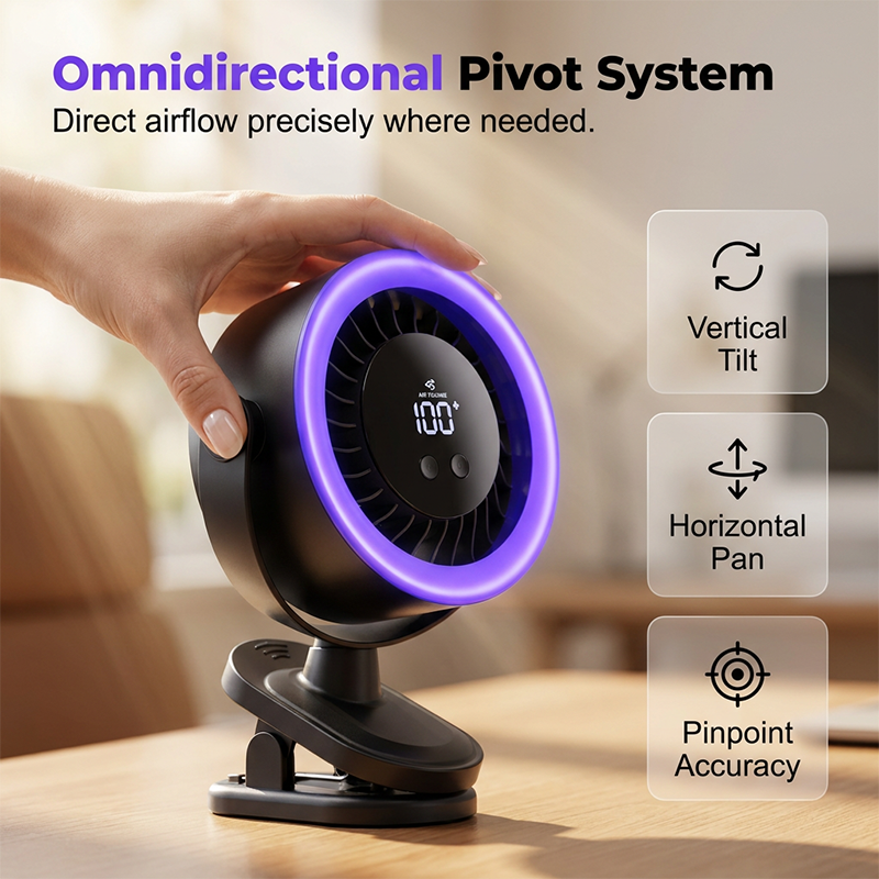 🌬️ USB Wall-Mountable Turbo Fan Digital Display Strong-Grip Clamp 💤 Ultra-Quiet Nighttime Cooling Omnidirectional Pivot 50% OFF Now！