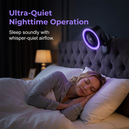 🌬️ USB Wall-Mountable Turbo Fan Digital Display Strong-Grip Clamp 💤 Ultra-Quiet Nighttime Cooling Omnidirectional Pivot 50% OFF Now！
