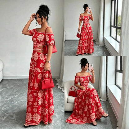 ⏳ 50% off⏰Women’s Off-the-Shoulder Waist Cutout Daisy Printed Resort Dress🪻👗