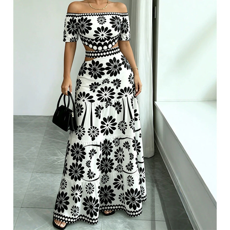 ⏳ 50% off⏰Women’s Off-the-Shoulder Waist Cutout Daisy Printed Resort Dress🪻👗