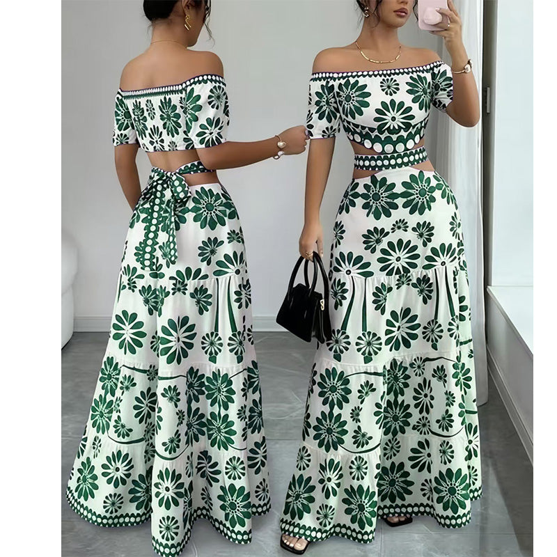 ⏳ 50% off⏰Women’s Off-the-Shoulder Waist Cutout Daisy Printed Resort Dress🪻👗