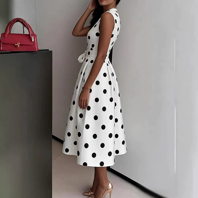 👗 50% OFF NOW! ⏰ Women's Polka Dot Sleeveless V-Neck Dress – Flowy & lightweight – Perfect for summer, brunch or beach days – playful and chic 🎀