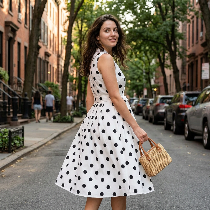 👗 50% OFF NOW! ⏰ Women's Polka Dot Sleeveless V-Neck Dress – Flowy & lightweight – Perfect for summer, brunch or beach days – playful and chic 🎀