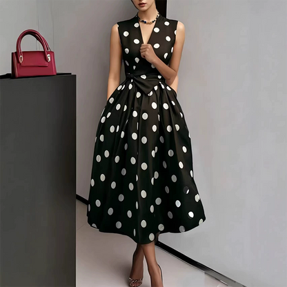 👗 50% OFF NOW! ⏰ Women's Polka Dot Sleeveless V-Neck Dress – Flowy & lightweight – Perfect for summer, brunch or beach days – playful and chic 🎀