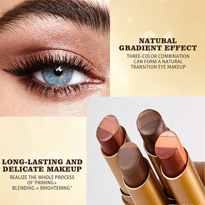 🎨 LIMITED-TIME BUY 1 GET 1 FREE! 💥 3-in-1 Gradient Eyeshadow Stick – One Swipe, Curved Nib, Waterproof ✨