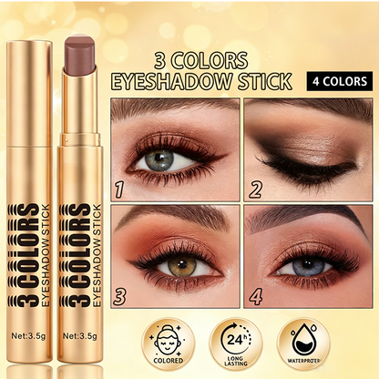 🎨 LIMITED-TIME BUY 1 GET 1 FREE! 💥 3-in-1 Gradient Eyeshadow Stick – One Swipe, Curved Nib, Waterproof ✨