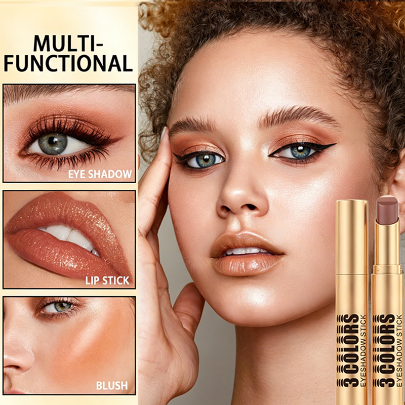 🎨 LIMITED-TIME BUY 1 GET 1 FREE! 💥 3-in-1 Gradient Eyeshadow Stick – One Swipe, Curved Nib, Waterproof ✨