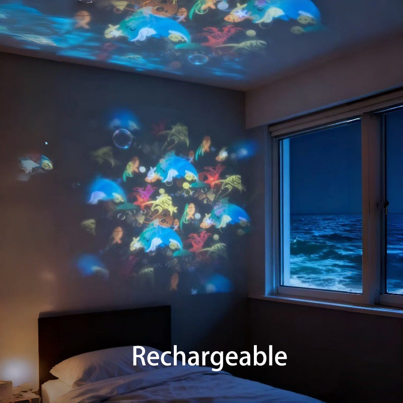 📢Now 50% off！🔥LED Starry Ocean Projector – 360° Rotating Night Light with Sky & Ocean Waves 🌌🌊 | USB Mood Lamp for Bedroom & Kids’ Room 💤