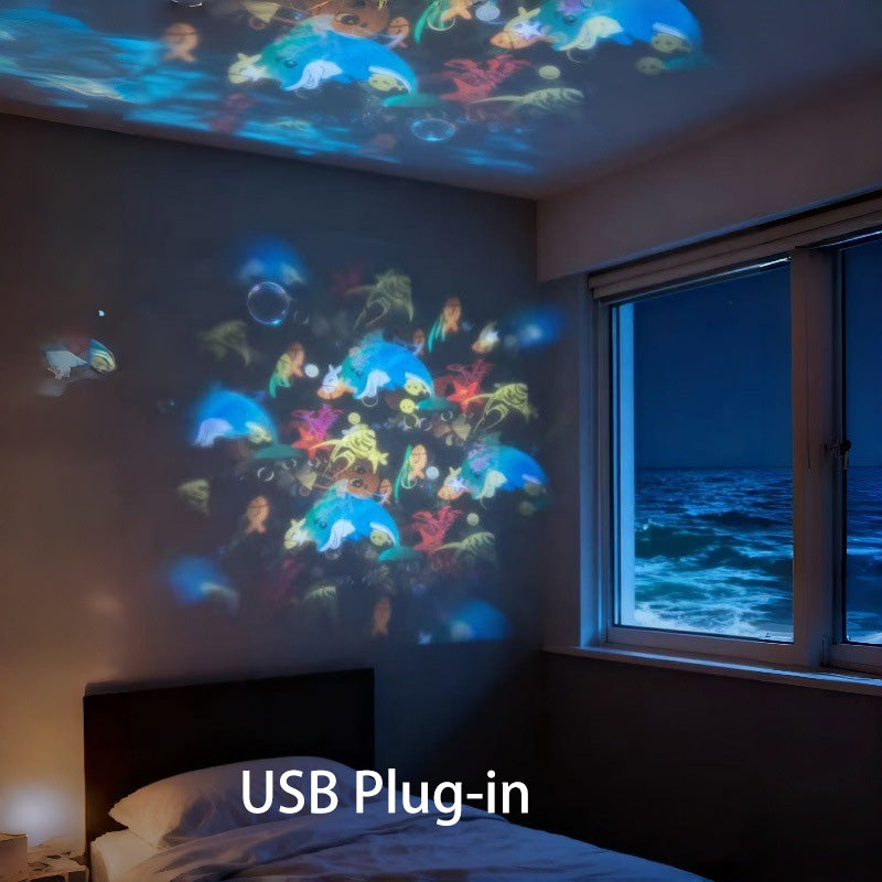 📢Now 50% off！🔥LED Starry Ocean Projector – 360° Rotating Night Light with Sky & Ocean Waves 🌌🌊 | USB Mood Lamp for Bedroom & Kids’ Room 💤