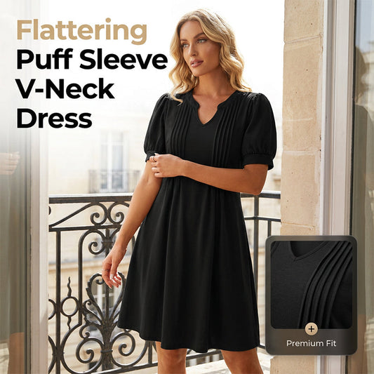 👗 50% OFF NOW! 🌸 Women's Elegant Puff Sleeve V-Neck Dress – Lightweight & flowy – Romantic design, perfect for weddings or garden parties – feminine and chic ✨