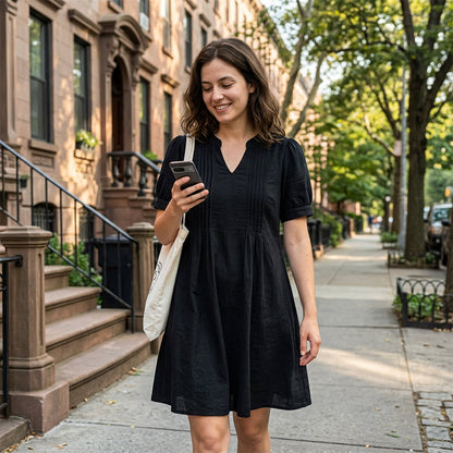 👗 50% OFF NOW! 🌸 Women's Elegant Puff Sleeve V-Neck Dress – Lightweight & flowy – Romantic design, perfect for weddings or garden parties – feminine and chic ✨