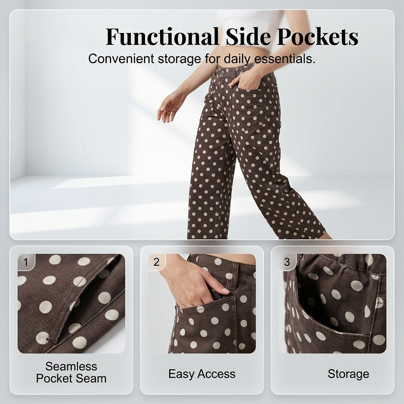 🎁2026 New Arrivals 50% OFF💥Women's Casual Polka Dot Wide Leg Pants