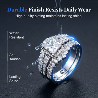 📢📢50% OFF !! ⏰Women's Princess Cut Cubic Zirconia Filled Ring