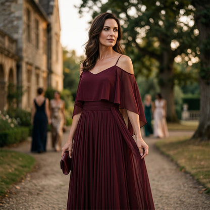 👗Women’s Elegant Cold Shoulder Flowing Maxi Dress