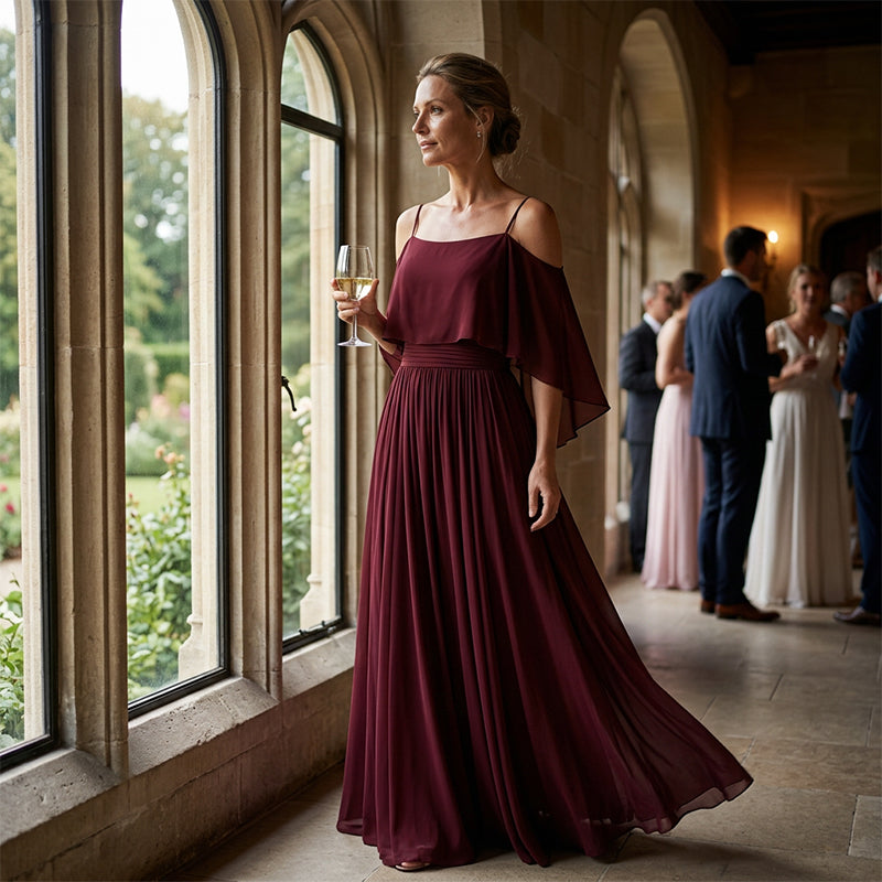👗Women’s Elegant Cold Shoulder Flowing Maxi Dress