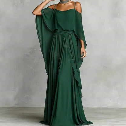 👗Women’s Elegant Cold Shoulder Flowing Maxi Dress