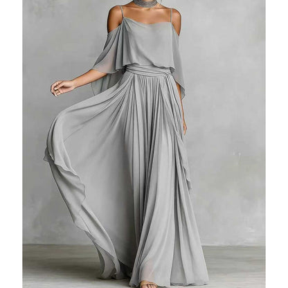 👗Women’s Elegant Cold Shoulder Flowing Maxi Dress