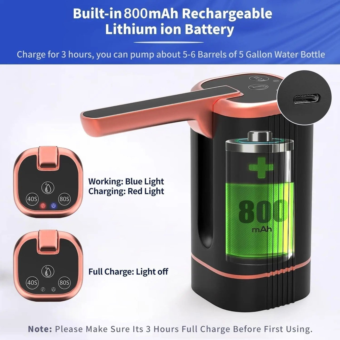 🔥50% off！🚰 Foldable Electric Water Pump Dispenser – Portable USB Water Transfer Pump, Universal Fit for 2-5 Gallon Jugs, Camping & Home Water Dispensing