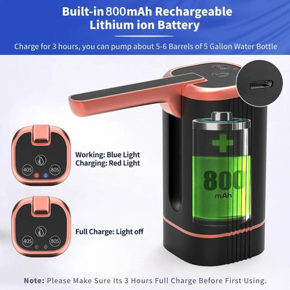 🔥50% off！🚰 Foldable Electric Water Pump Dispenser – Portable USB Water Transfer Pump, Universal Fit for 2-5 Gallon Jugs, Camping & Home Water Dispensing