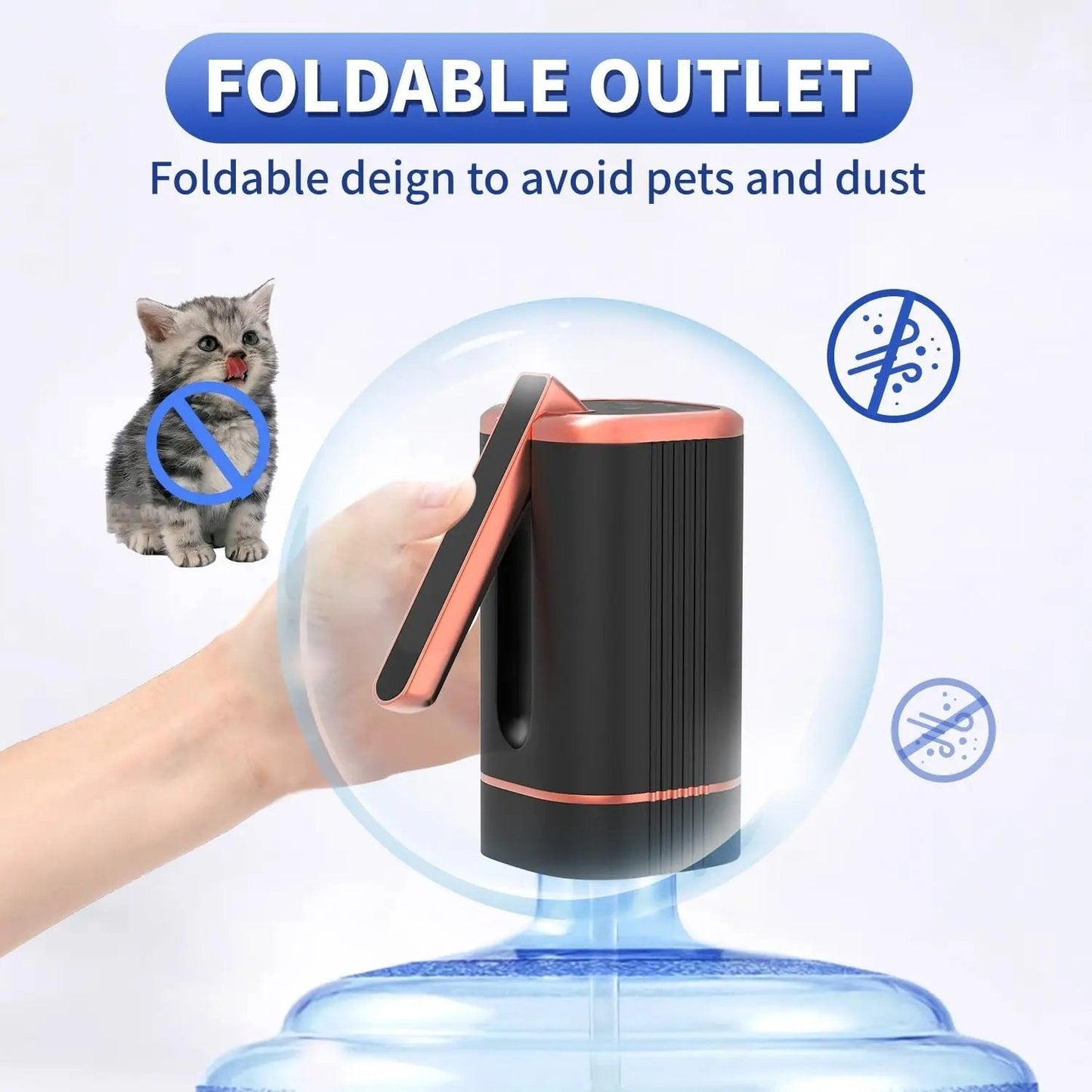 🔥50% off！🚰 Foldable Electric Water Pump Dispenser – Portable USB Water Transfer Pump, Universal Fit for 2-5 Gallon Jugs, Camping & Home Water Dispensing