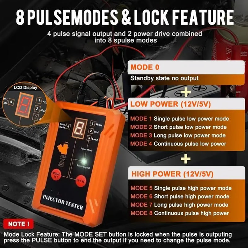 🔧  50% OFF! 💥 Professional 4-Mode Fuel Injector Tester & Cleaner – Pulse Modes, 12V Power, LED Display ✨
