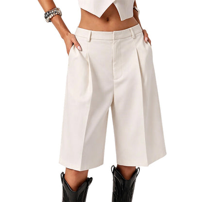 🩳NOW 50% OFF! 💥 Women's Loose Fit Bermuda Shorts – High-Waist, Front Pleats, Breathable ✨