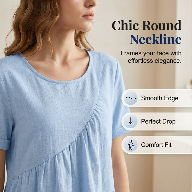 👚 50% OFF NOW! 🌸 Women's Short Sleeve Tiered Tunic Top – Lightweight & flowy – Perfect for summer layering or casual chic – comfortable and feminine ✨🌿