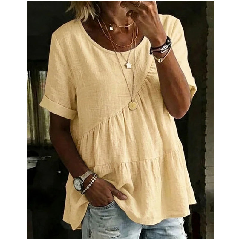 👚 50% OFF NOW! 🌸 Women's Short Sleeve Tiered Tunic Top – Lightweight & flowy – Perfect for summer layering or casual chic – comfortable and feminine ✨🌿