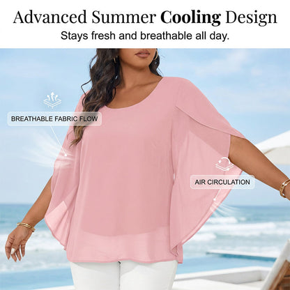 🌸 50% OFF NOW! 🌸Women’s Summer Batwing Sleeve Top Casual Split Loose Blouse