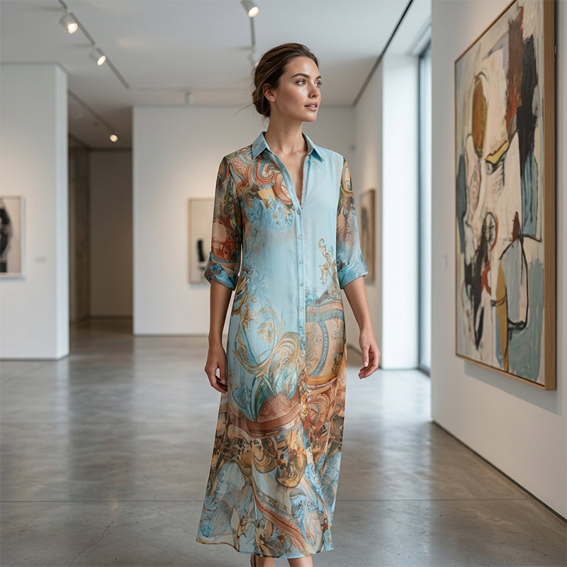 ⏰💰 50% OFF – Elegant Retro Print Maxi Dress | Boho V-Neck + Flowy Fit | Perfect for Beach & Holiday 🌺🌊✨