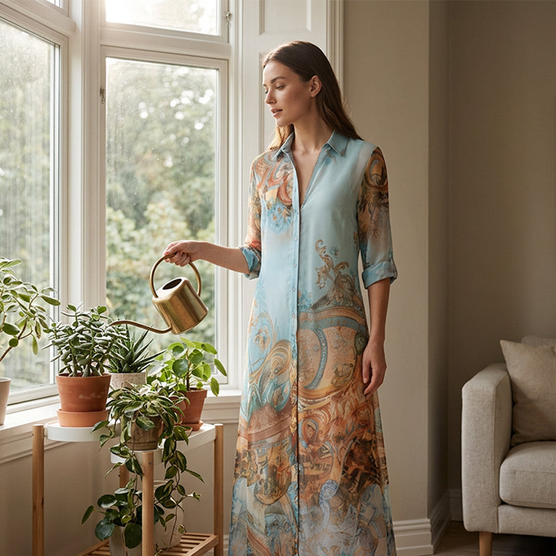 ⏰💰 50% OFF – Elegant Retro Print Maxi Dress | Boho V-Neck + Flowy Fit | Perfect for Beach & Holiday 🌺🌊✨