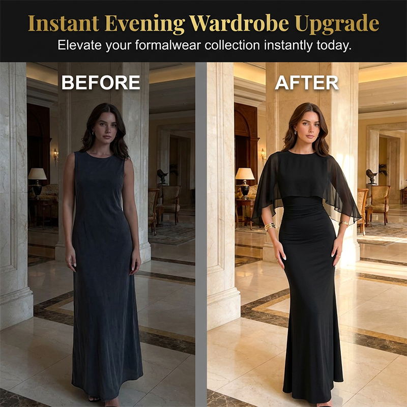 🌸 50% OFF NOW! 🌸Elegant Cape Mermaid Maxi Dress