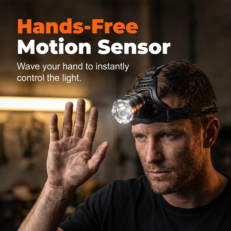 📢📢50% off！Rechargeable Zoomable Headlamp with Motion Sensor