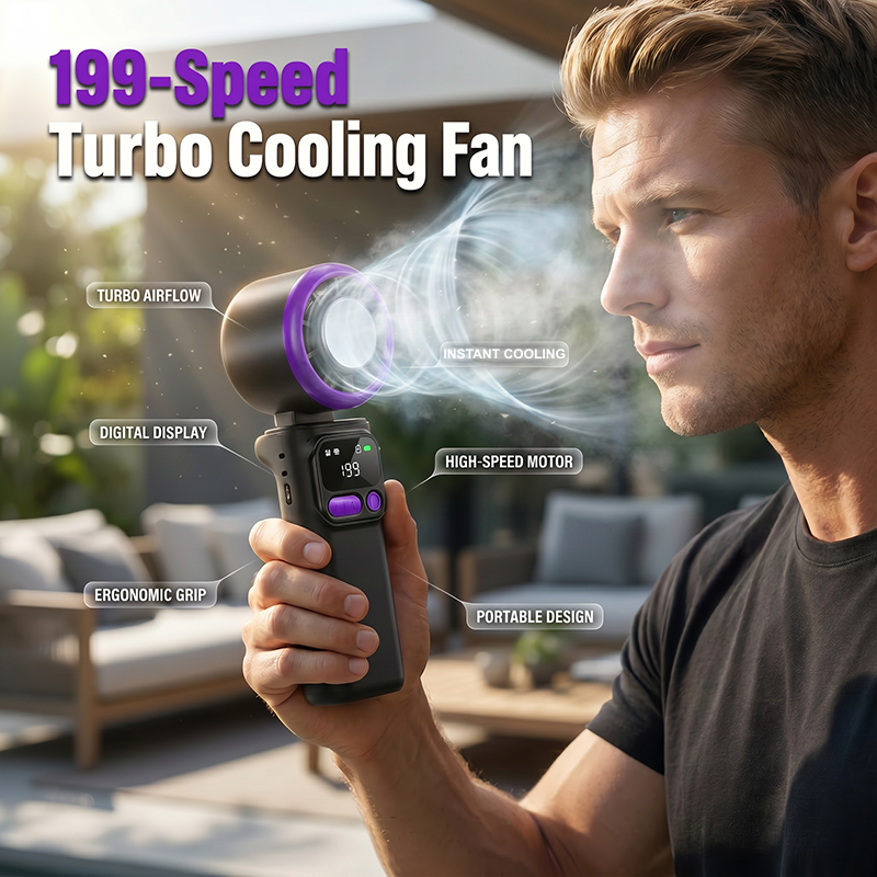 💡🌀 50% OFF!💨199-Speed Digital Display HandheldCooling Fan