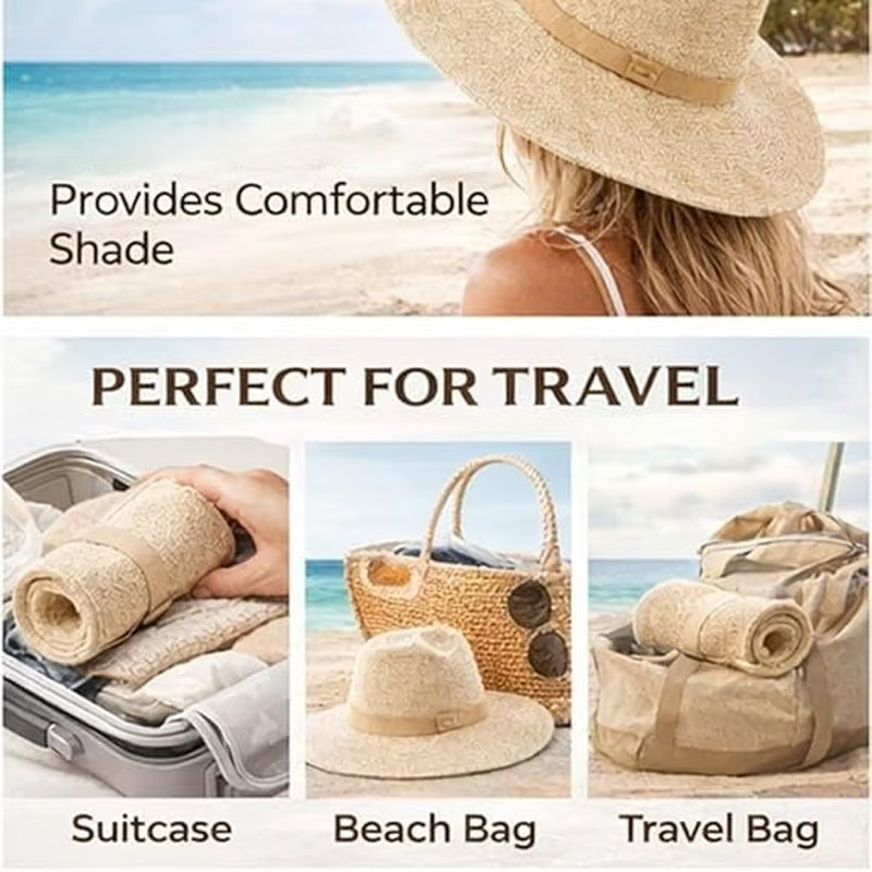 🏆 50% OFF!!💥☀️Women’s Foldable Knit Fedora Sun Hat👒Breathable Lightweight Packable Wide Brim Beach Sun Hat✨