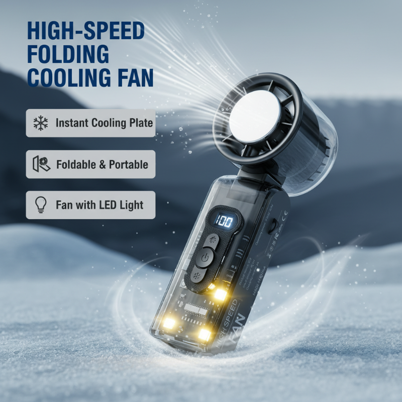 🔥50%OFF❄️3-in-1 Foldable Transparent Handheld Fan with 100 Speeds ️ 1800mAh Portable Turbo Fan with LED Torch & SOS Light | 13,000RPM High Speed Refrigeration Fan for Travel & Camping