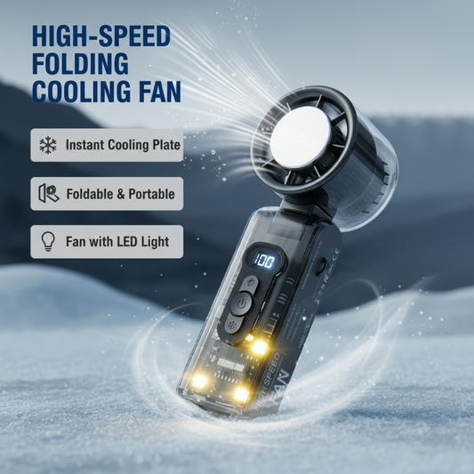 🔥50%OFF❄️3-in-1 Foldable Transparent Handheld Fan with 100 Speeds ️ 1800mAh Portable Turbo Fan with LED Torch & SOS Light | 13,000RPM High Speed Refrigeration Fan for Travel & Camping