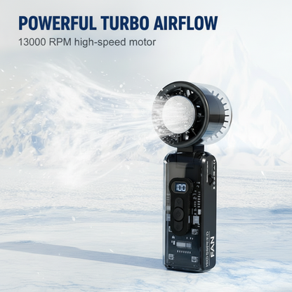 🔥50%OFF❄️3-in-1 Foldable Transparent Handheld Fan with 100 Speeds ️ 1800mAh Portable Turbo Fan with LED Torch & SOS Light | 13,000RPM High Speed Refrigeration Fan for Travel & Camping